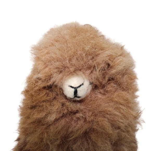 Handmade Brown Alpaca Fur Toy 9" Genuine Baby Alpaca Wool Standing Plush Stuffed - Picture 3 of 6
